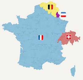 carte pays francophone europe livraison france belgique suisse
