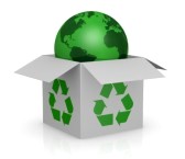 logo recyclage boite monde vert