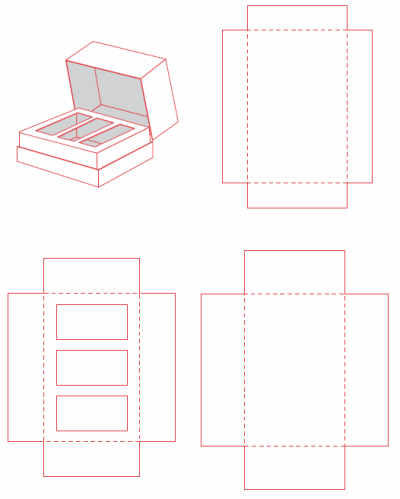 packaging boite et calage marketing communication déplié